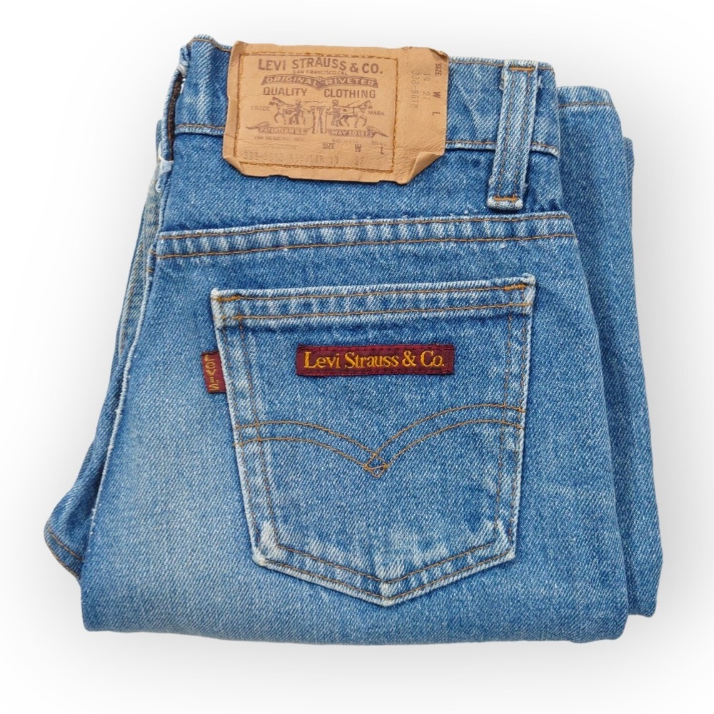 VTG 70s Levis 338 Youth Kids 14 Light Wash Denim High Waist Jeans 338-9618